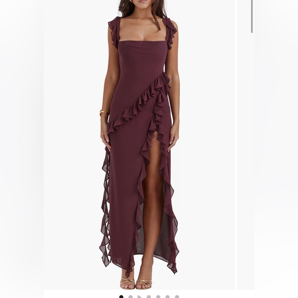 House of CB Ariela ruffle gown -mulberry . Never worn! Tags still attached